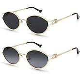 BOTEN Retro Oval Sunglasses for Women Men Small 90s Sun Glasses Trendy Gold Frame Round Shades Cute Designer Sunnies