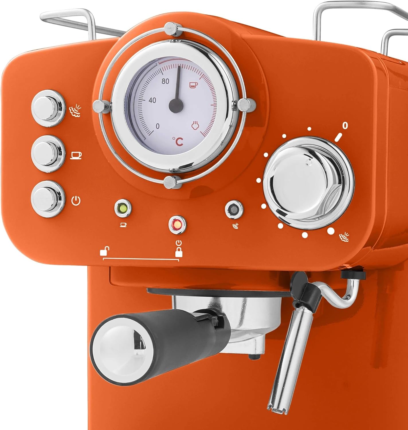 Swan Retro Pump Espresso Coffee Machine, Orange, 15 Bars of Pressure