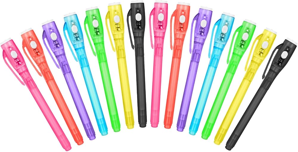 OFFCUP Invisible Ink Pen 14Pcs UV Light Spy Pens Kids Safe Ink