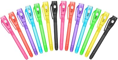 OFFCUP Invisible Ink Pen 14Pcs UV Light Spy Pens Kids Safe Ink