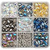 INSPIRELLE 120 Pieces Crystal Teardrop Charms Multicolor Glass Faceted Waterdrop Pendants for Jewerly Craft Making 8x13mm