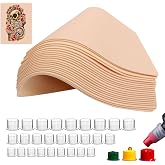 Jconly 320Pcs Tattoo Skin Practice Kit - 20Pcs Fake Skin+ 300 Mixed Sizes Tattoo Ink Caps Cups (#9/#13/#16) for Tattoo Artists &amp; Beginners,Tattoo Supplies Starter Kit Practice at Home
