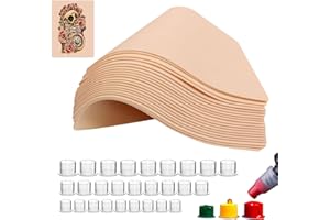 Jconly 320PCS Tattoo Practice Kit - Fake Skin and Ink Caps Set With 300 Mixed Pigment Cups (#9 Small, #13 Medium, #16 Large) and 20 Practice Skins - Tattoo Supplies