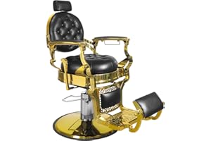 MWOSEN Barber Chair Salon Chair, Vintage Hair Styling Chairs for Barbershop Beauty Tattoo Massage Heavy Duty 700lbs for Hair Stylist, Salon， Barber Shop (Gold)