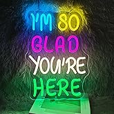 I’m So Glad You’re Here Neon Sign Dimmable USB Powered Home Led Neon Sign For Kids Room Welcome for Classroom Neon Light Up Sign School Opening Ceremony Decorations Gifts 14.8''×10.6''