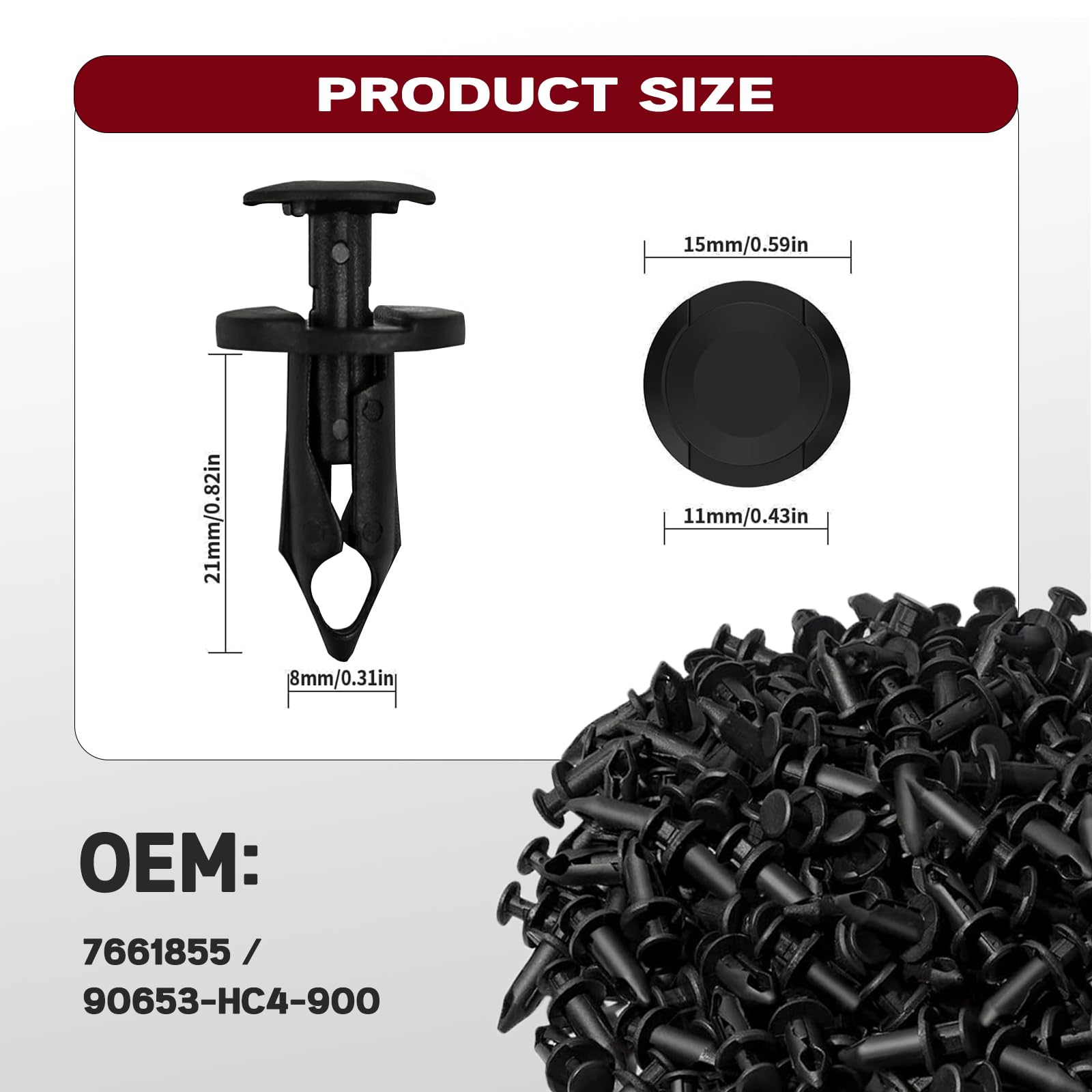 Xislet 200 Pcs UTV Nylon Fender Clips/Body Rivets Compatible with Polaris 7661855 Ranger RZR Can-Am Kawasaki Teryx Honda Rancher 90653-HC4-900 Suzuki Sportsman ATV Fastener with Tool