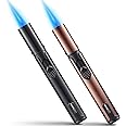Urgrette 2 Pack Butane Torch Lighter, 6-inch Refillable Pen Lighter Adjustable Jet Flame Butane Lighter for Grill BBQ Candle Camping(Gas Not Included) Raven &Brown