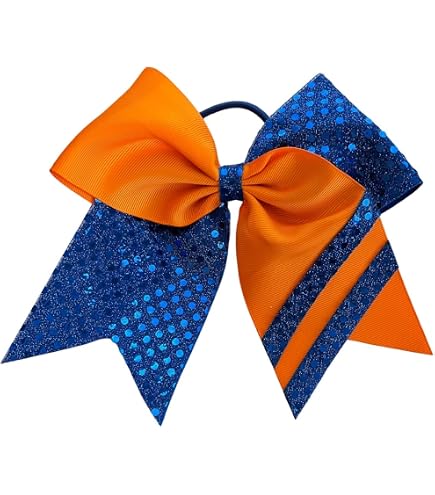 Polka-DOT Orange Cheer Bow Pony Tail 3 Inch Ribbon Girls