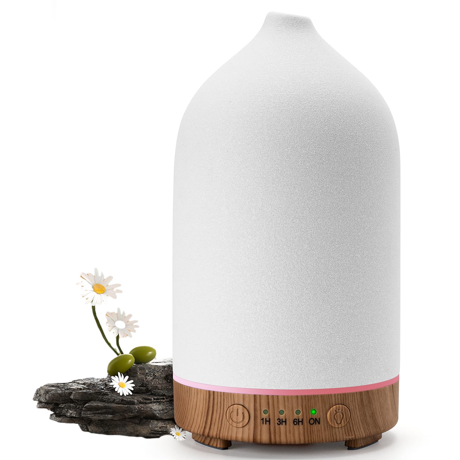 Photo 1 of Gooamp 200ML Ceramic Diffuser,Aromatherapy Diffuser,Essential Oil Diffuser with 7 Color Lights Auto Shut Off for Home Office Room,Wood Grain Base (1/3/6/ON hrs Working time)