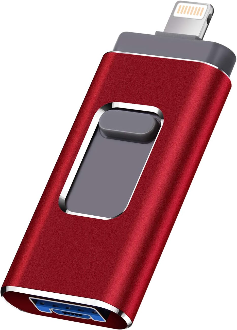 USB Flash Drive for iPhone 256gb Memory Stick LTY Photo Stick USB 3.0 Jump Drive Thumb Drives Externa Lightning Memory Stick for iPhone iPad Android and Computers (red-256GB)