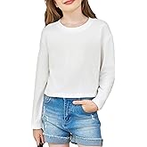 Arshiner Girls Crop Tops Long Sleeve Shirts Drop Shoulder Crewneck Casual Fashion T Shirts Tee