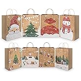 CHARMGIFTBOX Christmas Gift Bags, 24-Pack Kraft Paper Gift Bags with Handles, 12 Large 13” & 12 Medium 9” Assortment for Holiday Party Favors, Gift Wrapping, Xmas Decor
