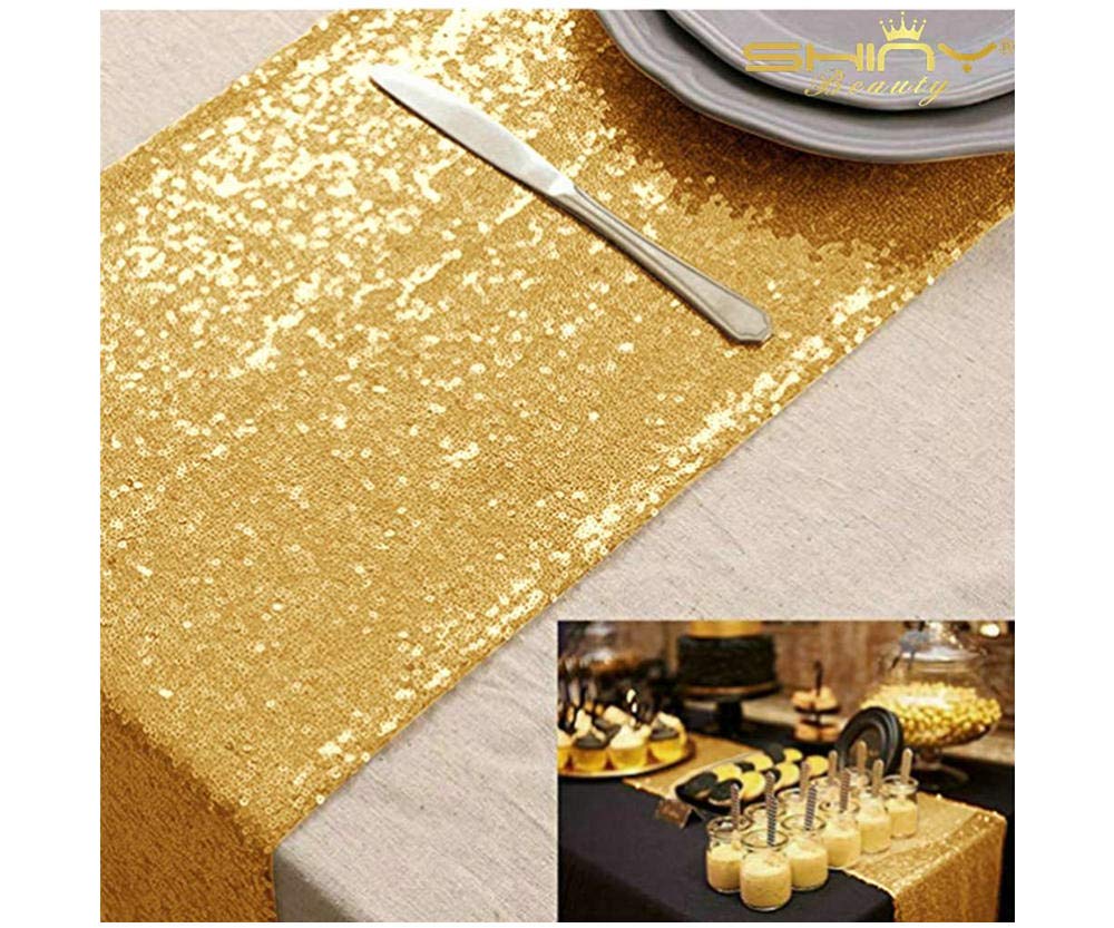Best sparkly gold table runner