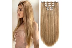 StrRid Clip in Hair Extensions Blonde Extension Straight 22" Long Synthetic Fluffy and not Tangled Invisible Clips on Hairpieces for Women 5PCS Curly Wavy 18" Girls Brown Red White Natural 5 Oz