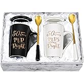 YHRJWN - 50th Wedding Gifts, 50 Years of Being Mr & Mrs Always Right Mug Set, Wedding Gifts Ideas for Parents Couple, 14 Oz with Lids and Gift Box