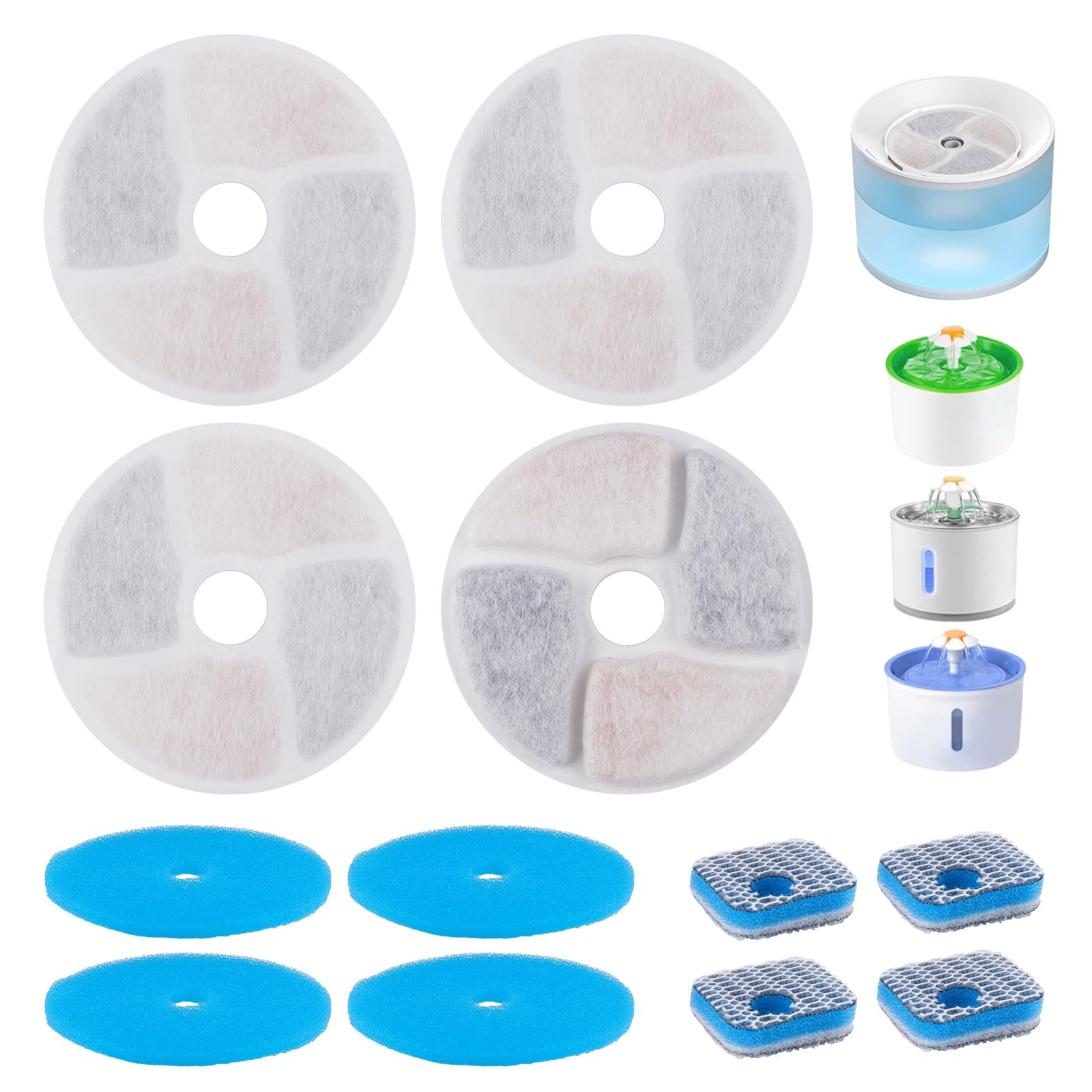 HTTYHT Cat Water Fountain Filter 4Pack Replacement with Foam Sponge Cartridges for WF040 Dispenser