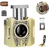 4-in-1 Cigar Cutter, Guillotine Cigar Accessories with V-Cut &amp; Straight Cutter Cigar Punch, Cigar Nubber, Stainless Steel Sharp Blade, Professional Cigar Tool Kit for Men, Fits Ring Gauges Up to 60
