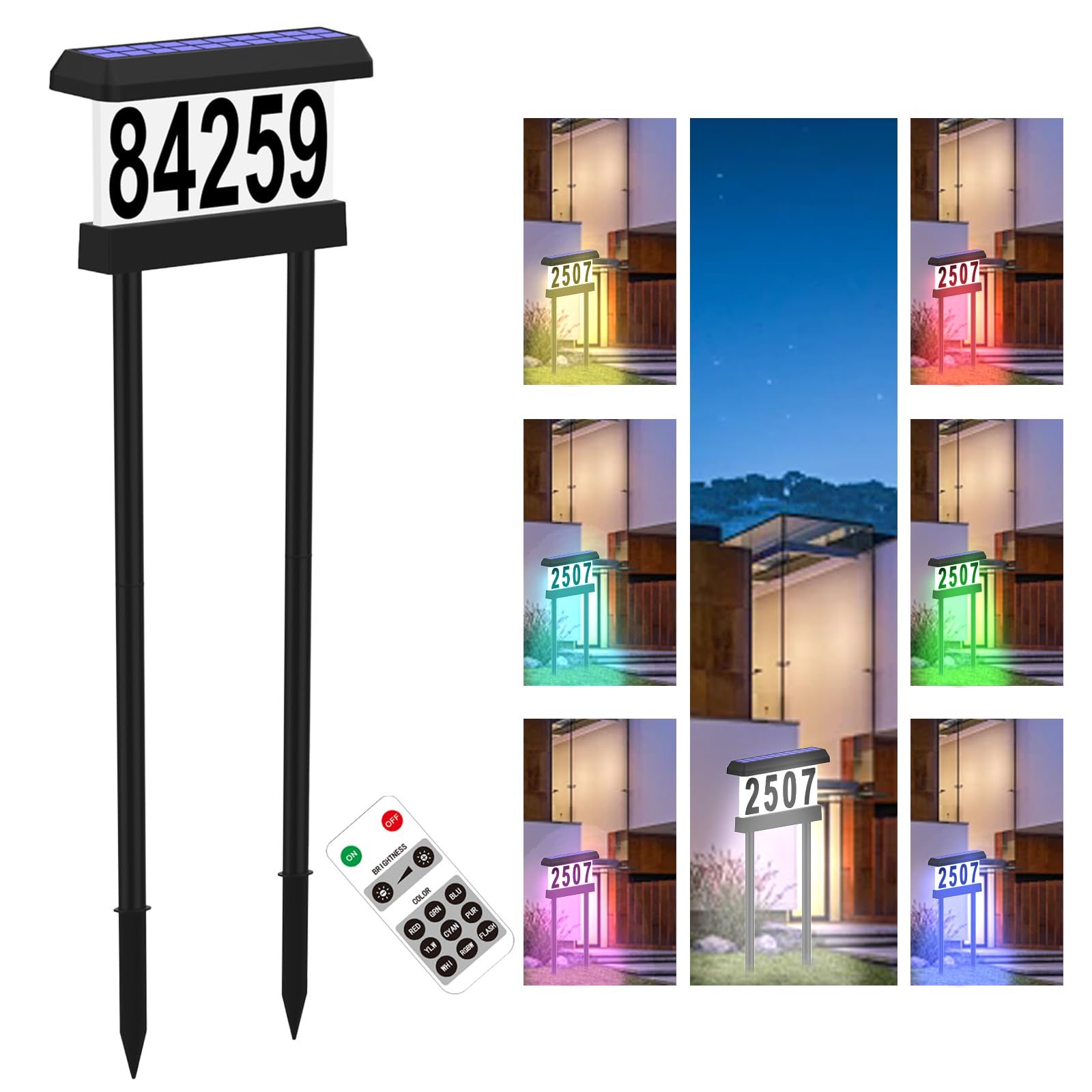 Solar LED Address Sign Light – Stake Light With Illuminated House Numbers For Yard/Street