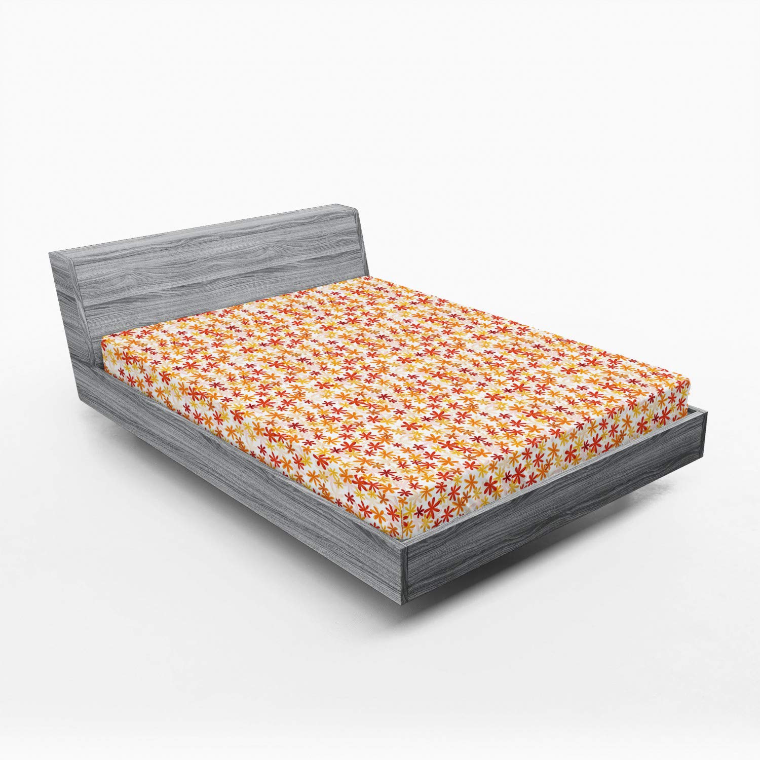 Ambesonne Autumn Fitted Sheet, Little Blossoms in