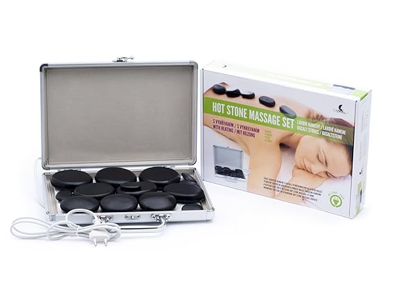 Kamienie do masażu lawy (14 sztuk) w walizce grzewczej ...