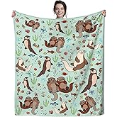 Sea Otters Blanket Super Soft Warm Flannel Otters Throw Blankets Bedding Gifts for Kids Girls Boys Adults 50"x40"