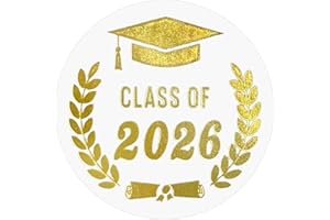 240pcs Class of 2026 Graduation Stickers, Transparent Gold-Colored Foil Graduate Announcements Labels Clear Metallic Seals fo