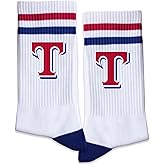 Grace Yonks Blue and Red Striped Socks With The Letter, Vintage Monogram Socks