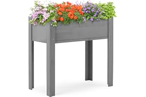 MEDERLA 31x16x31 inch Raised Garden Bed with Legs, Elevated Wooden Planter Box for Outdoor Plants Flowers Fruits Vegetable Herb Growing