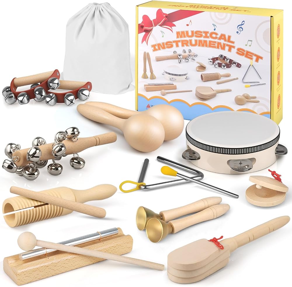 E-SMARTER 14pc Kids Musical Instrument Set Montessori Rhythm Toys