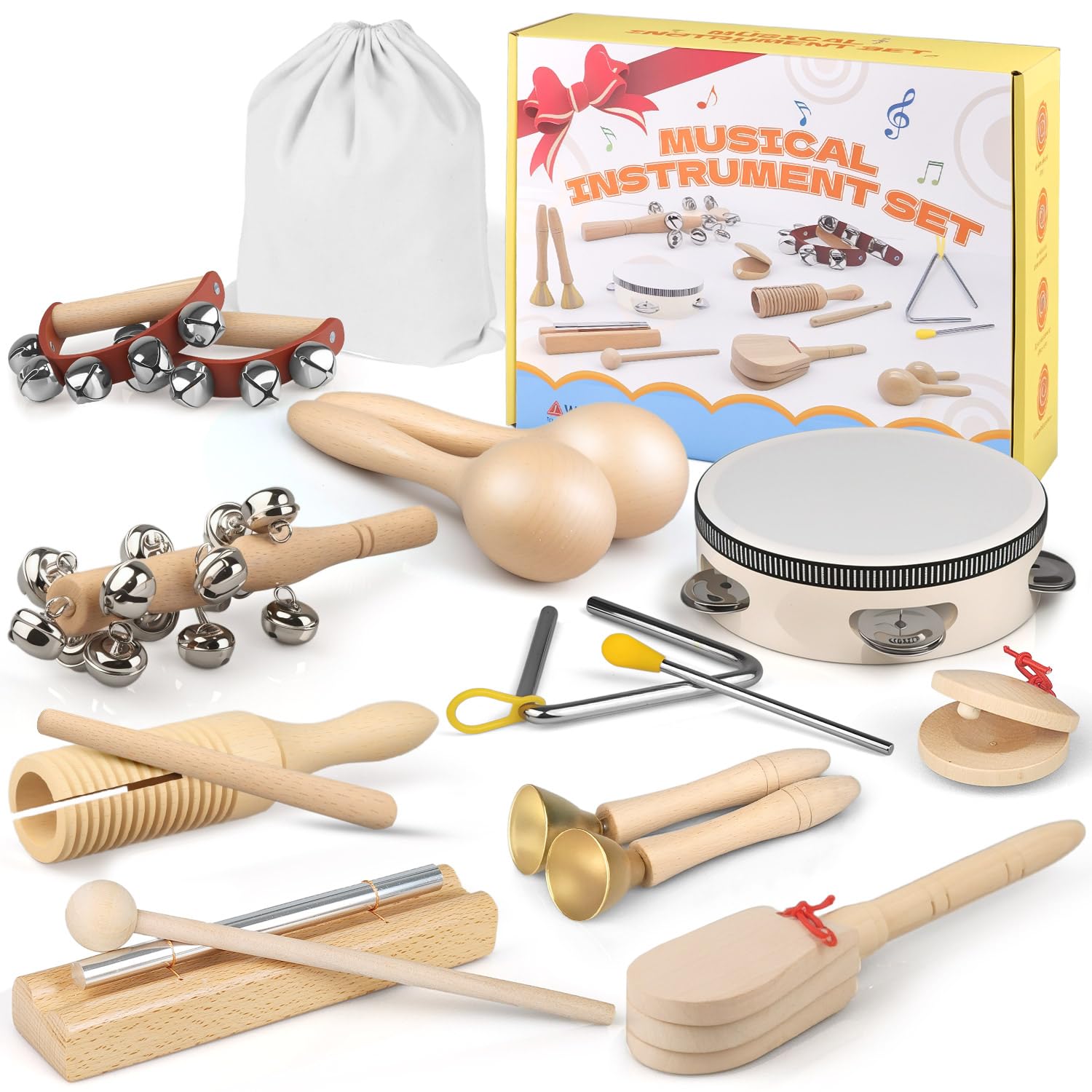 E-SMARTER Kids Musical Instruments 14pcs, Montessori Musical Toys Maracas, Percussion Instruments Music Enlightenment, Musical Toys for Boys and Girls, Kids Birthday Gift
