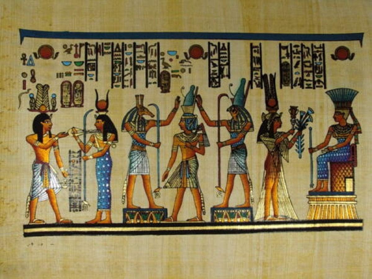 Paintings - 100% Authentic Egyptian Original Hand Painted Painting Papyrus Paper Pharaoh Egypt Ancient 12