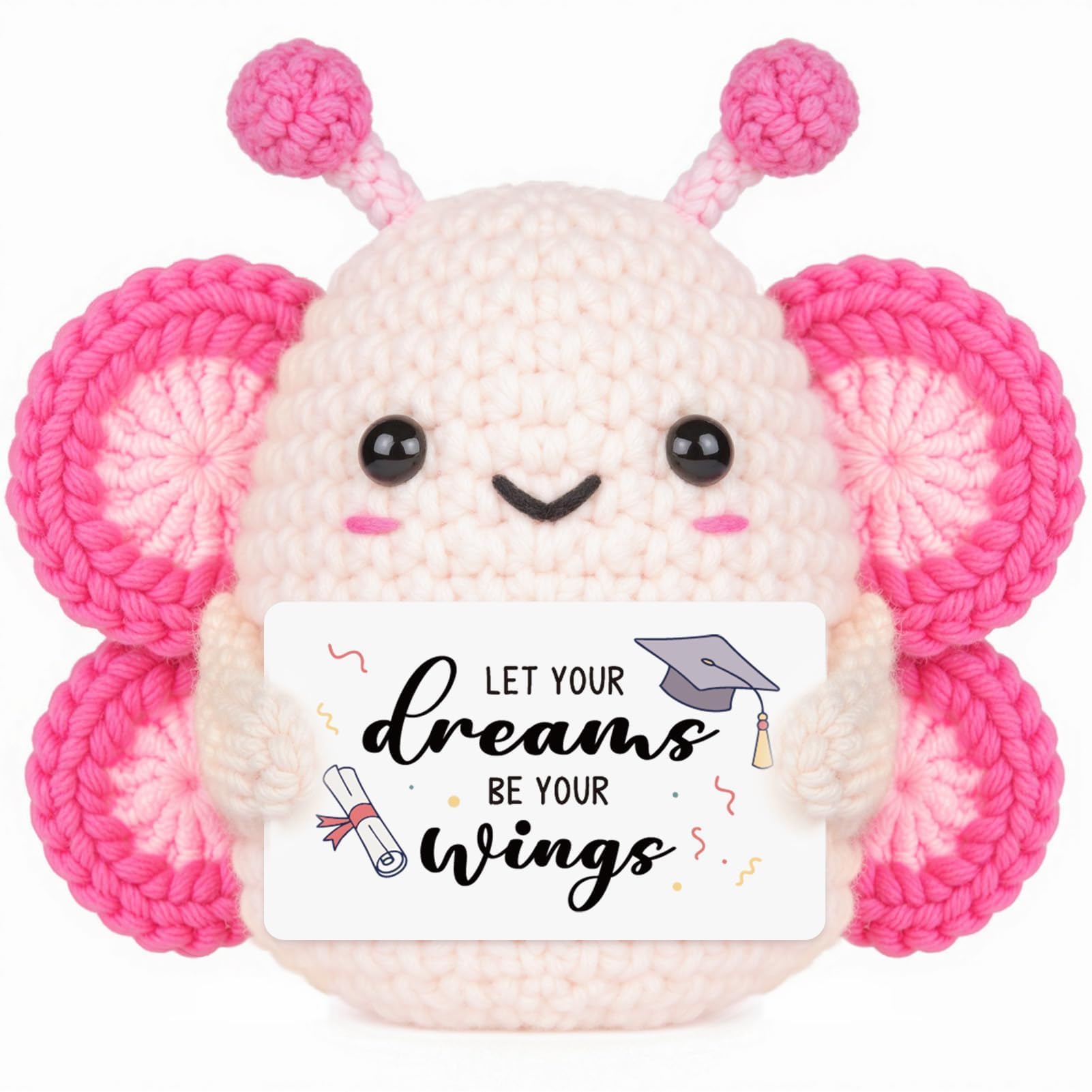 CheriGift Graduation Gifts for Her, Handmade Crochet Butterfly Emotional Support Graduation Gift for Daughter,Friends,Graduates, Students - Motivational Keepsake with Let Your Dreams Be Your Wings — image 1