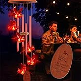 Solar Cardinal Wind Chimes Outdoor Solar Lights Cardinal Red Bird Windchimes Waterproof Hanging Decorations for Garden Patio,Gifts for Women Birthday Thanksgiving Party