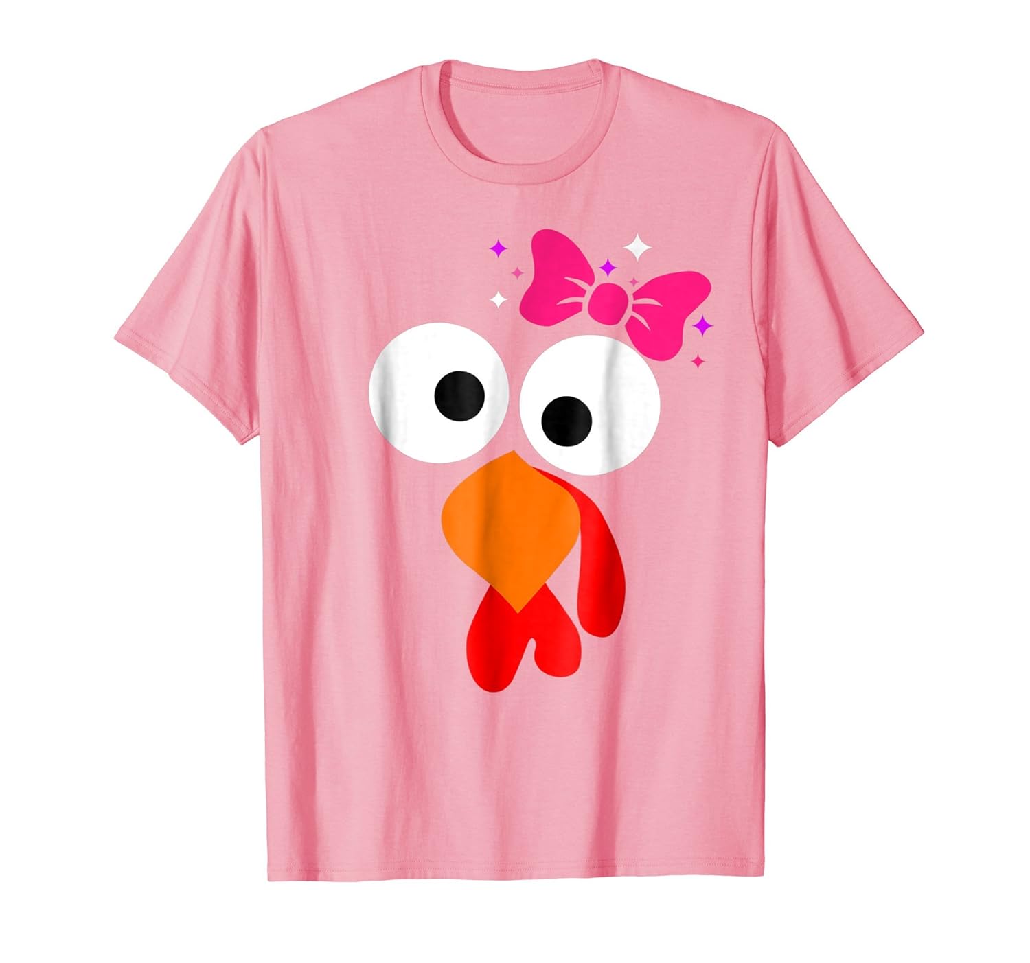 Thanksgiving TURKEY FACE pink bow tshirt for girls Halloween- TPT