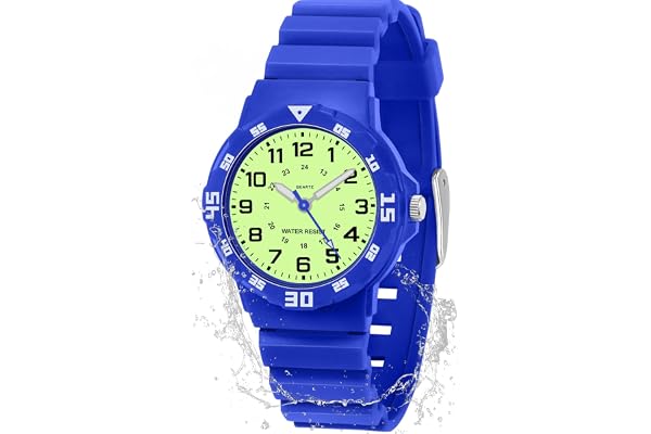 SOCICO Kids Analog Watch 30M Waterproof & Learning Time for Boys Girls | Easy to Read, Soft Band, 35mm Clear Case, Sports, Swimming, Playing, Daily Wear, School, Ideal Gift for Birthday