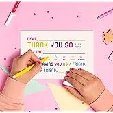 ThreeKin Collective 25-Pack Kids Fill-in-the-Blank Thank You Cards with White Envelopes - 4x6 Double-Sided Postcards | Fun and Colorful Design for Birthdays, Holidays, and More (Colorful)