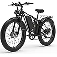 4000W Peak 5000W Dual Motor Electric Bike for Adults, 24/26 Inch, 52V 32AH, Up to 90Mile & 45MPH E-Bike Fat Tire Full Suspension Electric Bicycles, 7 Speed AWD Mountain Ebikes, Hydraulic Disc Brake