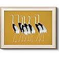VIYYIEA Framed Canvas Wall Art, Cranes Wall Art for Living Room, Vintage Animal Oil Painting Picture, Print Framed Home Decor, Bathroom Wall Decor -【Seven Cranes】-(12"x16")