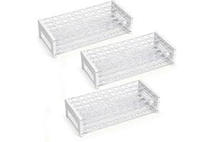 OMAWRF 3 Pack Plastic Test Tube Rack, 50 Holes Lab Rack Holder for 18mm Tubes, Detachable, Transparent
