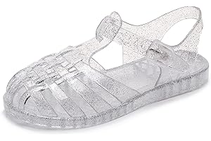 ursloole Toddler Girls Jelly Shoes Soft Unisex-Child Boys Jellies Sandals Rubber Sole Closed Toe Beach Summer Mary Jane Kids Princess Dress Flat