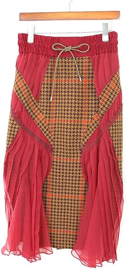 Amazon サカイ Sacai 17aw 17 パネルデザインスカート 2 レッド ブラウン 中古 ワンピース チュニック 通販