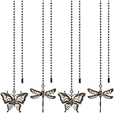 SHIFANQI Ceiling Fan Pull Chain, 4 Pack Copper Dragonfly Fan Pull Chain Extension, 12 Inches Decorative Chain Pulls Pendant for Ceiling Light Fan Lamp, Beads Ball Chain Extender with Connector
