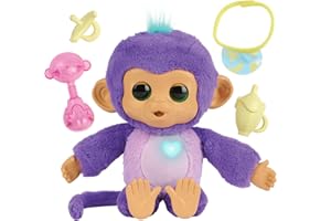 Fingerlings Care ‘n’ Cuddles Interactive Baby Monkey, Sunny (Purple), Toys for 3 Year Olds, 150+ Sounds and Reactions, Heart Lights Up
