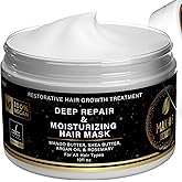 MAKOF BEAUTY Restorative Hair Growth Treatment, Deep Repair Hair Mask Treatment with Mango Butter, Shea Butter, Argan Oil, Natural Ingredients for All Hair Types, 10 Fl Oz