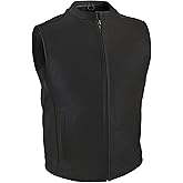 True Element Mens Single Back Panel Leather Motorcycle Club Style Vest w/Concealed Carry Pockets (Black, Sizes S-5XL)