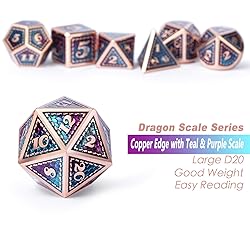 DNDND Metal D&D Dice Set,7 Pieces Dragon Scale