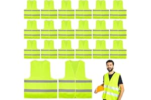 20 Pack Reflective Safety Vests, High Visibility Mesh Security Vest Bulk Work Vest with Silver Strip for Men Women Work Cycli