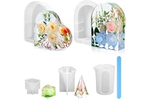 YOILES Resin Molds Silicone,Epoxy Resin Casting Craft Mold for Flower Preservation Bookends DIY Art (Arch+Heart)