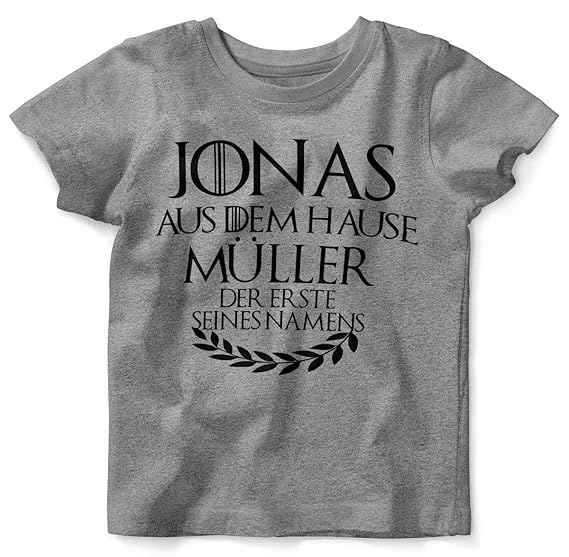Mikalino Baby/Kinder T-Shirt mit Spruch für Jungen Mädchen Unisex Kurzarm Individueller Name 'aus dem Hause | handbedruckt in