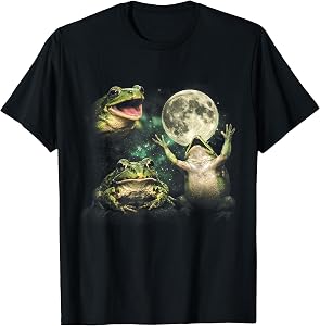 Vintage 90s Three Frogs Howling at The Moon 3 Frog Moon T-Shirt